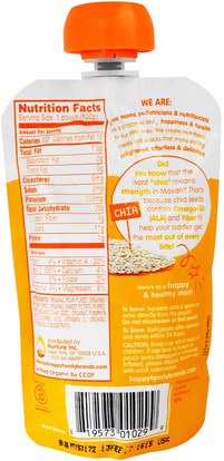 صحة الطفل، تغذية الطفل، الغذاء، أطفال الأطعمة Nurture Inc. (Happy Baby), Happytot, Organic Superfoods, Pears, Bananas, Sweet Potato & Pumpkin + Superchia, 4.22 oz (120 g)