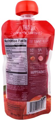 صحة الطفل، تغذية الطفل، الغذاء، أطفال الأطعمة Nurture Inc. (Happy Baby), Organic Baby Food, Stage 2, Clearly Crafted, Apples, Guavas, & Beets,, 6+ Months, 4.0 oz (113 g)