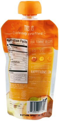 صحة الطفل، تغذية الطفل، الغذاء، أطفال الأطعمة Nurture Inc. (Happy Baby), Organic Baby Food, Stage 2, Clearly Crafted, Apples, Pumpkin & Carrots, 6+ Months, 4 oz (113 g)