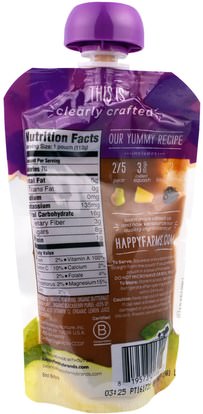 صحة الطفل، تغذية الطفل، الغذاء، أطفال الأطعمة Nurture Inc. (Happy Baby), Organic Baby Food, Stage 2, Clearly Crafted, Pears, Squash & Blackberries, 6+ Months, 4.0 oz (113 g)