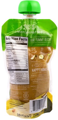 صحة الطفل، تغذية الطفل، الغذاء، أطفال الأطعمة Nurture Inc. (Happy Baby), Organic Baby Food, Stage 2, Clearly Crafted, Pears, Zucchini & Peas, 6+ Months, 4.0 oz (113 g)