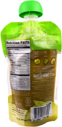 صحة الطفل، تغذية الطفل، الغذاء، أطفال الأطعمة Nurture Inc. (Happy Baby), Organic Happy Baby Food, Stage 2, Clearly Crafted, 6+ Months, Apples, Kale & Avocados, 4 oz (113 g)