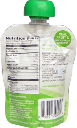 صحة الطفل، تغذية الطفل، الغذاء، أطفال الأطعمة Plum Organics, Tots, Fruit & Grain Mish Mash, Apple Cinnamon Oats & Quinoa, 3.17 oz (90 g)