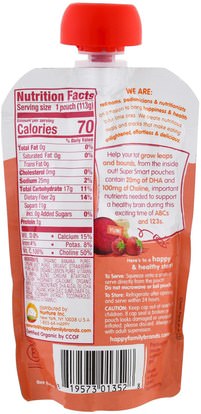 صحة الطفل، تغذية الطفل، الغذاء Nurture Inc. (Happy Baby), Happy Tot, Stage 4, Super Smart, Fruit & Veggie Blend, Organic Bananas, Beets & Strawberries, 4 oz (113 g)