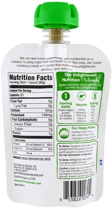 صحة الطفل، تغذية الطفل، الغذاء Nurture Inc. (Happy Baby), Organic Baby Food, Green Beans, Stage 1, 3.5 oz (99 g)