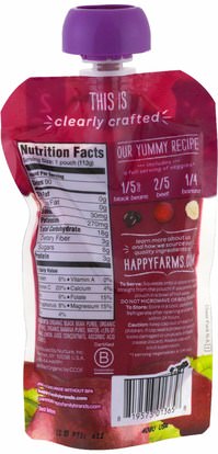 صحة الطفل، تغذية الطفل، الغذاء Nurture Inc. (Happy Baby), Organic Baby Food, Stage 2, Clearly Crafted, Black Beans, Beets & Bananas, 6+ Months, 4 oz (113 g)