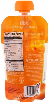صحة الطفل، تغذية الطفل، الغذاء Nurture Inc. (Happy Baby), Organic Baby Food, Stage 2, Clearly Crafted, Sweet Potatoes, Mangos & Carrots, 6+ Months, 4 oz (113 g)