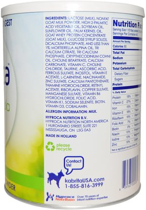 صحة الأطفال، حليب الأطفال والحليب المجفف، صيغة حليب الماعز Kabrita, Goat Milk Toddler Formula with Iron, 28 oz (800 g)