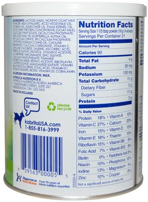 صحة الأطفال، حليب الأطفال والحليب المجفف، صيغة حليب الماعز، التغذية الروتينية Kabrita, Goat Milk Toddler Formula with Iron, 14 oz (400 g) Powder