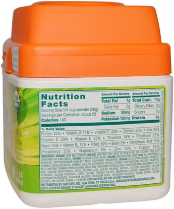 صحة الأطفال، حليب الأطفال والحليب المجفف، الصيغة العضوية Nurture Inc. (Happy Baby), Happytot, Organic Milk Based Powder, Grow & Shine Toddler, 23.2 oz (658 g)