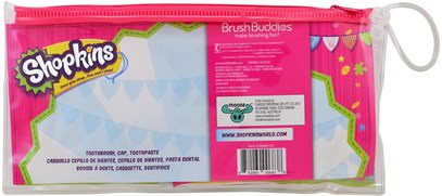 صحة الطفل، ورعاية الطفل عن طريق الفم Brush Buddies, Shopkins, Toothbrushing Travel Kit, 3 Piece Kit