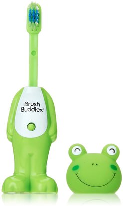 صحة الطفل، العناية بالفم الطفل، أطفال وطفل رضيع الأسنان Brush Buddies, Poppin, Leapin Louie Frog, Soft, 1 Toothbrush