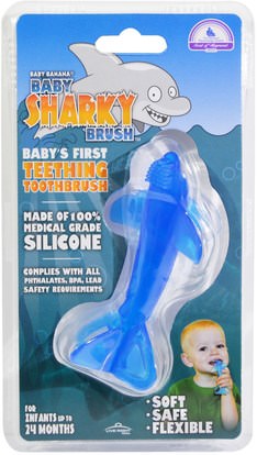 صحة الطفل، التسنين الطفل، العناية بالفم الطفل، الاطفال والطفل فرشاة الأسنان Baby Banana, Baby Sharky Brush, 1 Brush