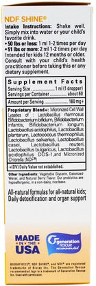 صحة الأطفال، العلاجات العشبية للأطفال Bioray Inc., NDF Shine, Probiotic Lysate & Toxin Removal, Kids, Berry Flavor, 2 fl oz (60 ml)