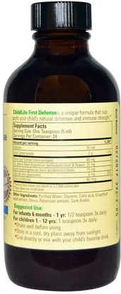 صحة الأطفال، العلاجات العشبية للأطفال ChildLife, First Defense, 4 fl oz (118.5 ml)