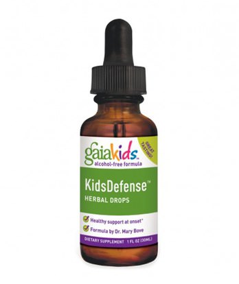 صحة الأطفال، العلاجات العشبية للأطفال Gaia Herbs, Kids Defense Herbal Drops, Alcohol-Free Formula, 1 fl oz (30 ml)