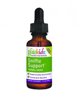 صحة الأطفال، العلاجات العشبية للأطفال Gaia Herbs, Sniffle Support, Herbal Drops, Alcohol-Free Formula, 1 fl oz (30 ml)