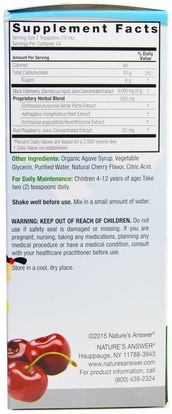صحة الأطفال، العلاجات العشبية للأطفال Natures Answer, Sambucus Kids Formula, Natural Cherry Flavor, 4,000 mg, 8 fl oz (240 ml)