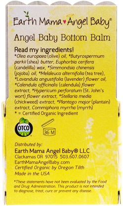 صحة الطفل، حفاضات، كريمات حفاضات Earth Mama Angel Baby, Bottom Balm, 2 fl oz (60 ml)