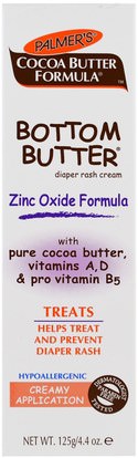 صحة الطفل، حفاضات، كريمات حفاضات Palmers, Cocoa Butter Formula, Bottom Butter, Diaper Rash Cream, 4.4 oz (125 g)