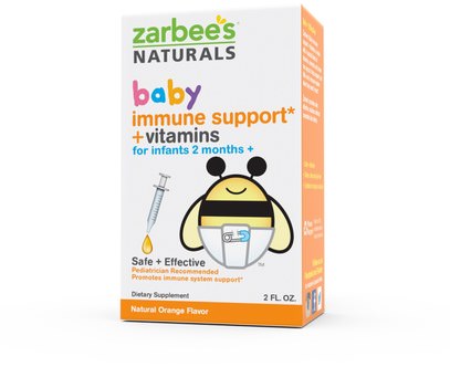 صحة الأطفال، جهاز المناعة Zarbees, Baby, Immune Support + Vitamins, Natural Orange Flavor, 2 fl oz