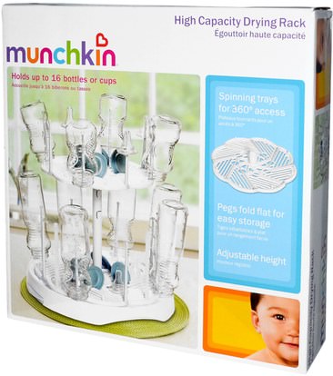 صحة الأطفال، أطفال الأطعمة، تغذية الطفل، زجاجات الطفل Munchkin, High Capacity Drying Rack