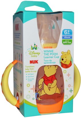 صحة الأطفال، أطفال الأطعمة، تغذية الطفل، زجاجات الطفل NUK, Disney Baby, Winnie The Pooh Learner Cup, 6+ Months, 1 Cup, 5 oz (150ml)
