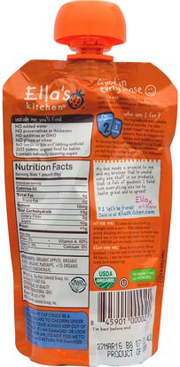 صحة الأطفال، أغذية الأطفال، تغذية الطفل، الغذاء Ellas Kitchen, Apples Carrots + Parsnips, Super Smooth Puree, 3.5 oz (99 g)