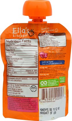 صحة الأطفال، أغذية الأطفال، تغذية الطفل، الغذاء Ellas Kitchen, Mangoes Mangoes Mangoes, Super Smooth Puree, 2.5 oz (70 g)