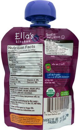 صحة الأطفال، أغذية الأطفال، تغذية الطفل، الغذاء Ellas Kitchen, The Purple One, Squished Smoothie Fruits, 3.0 oz (85 g)