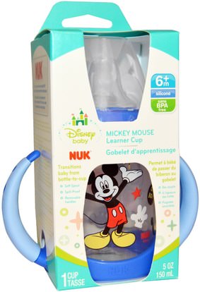 صحة الأطفال، أطفال الأطعمة، تغذية الطفل، سيبي الكؤوس NUK, Disney Baby, Mickey Mouse Learner Cup, 6+ Months, 1 Cup, 5 oz (150 ml)