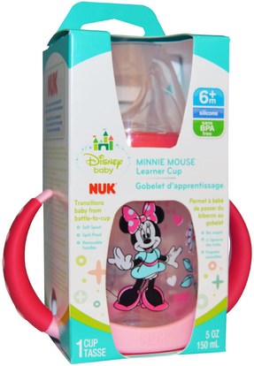 صحة الأطفال، أطفال الأطعمة، تغذية الطفل، سيبي الكؤوس NUK, Disney Baby, Minnie Mouse Learner Cup 6 + Months, 1 cup, 5 oz (150 ml)
