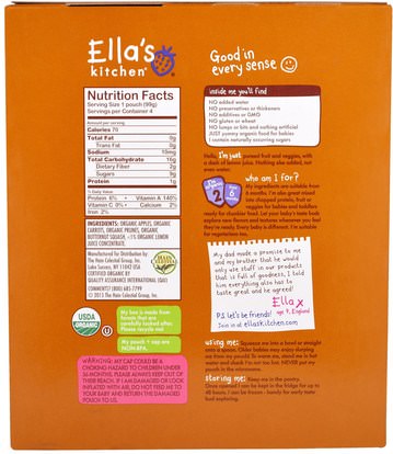 صحة الأطفال، والأغذية للأطفال Ellas Kitchen, Apples, Carrots, Prunes and Butternut Squash, Stage 2, 4 Pouches, 14 oz (396 g) Each