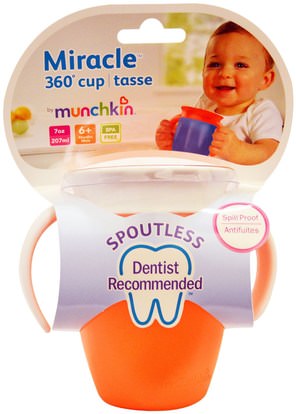 الأطفال الصحة، أطفال الأطعمة، أدوات المطبخ، لوحات الكؤوس السلطانيات Munchkin, Miracle 360 Degree Cup, 7 oz (207 ml)