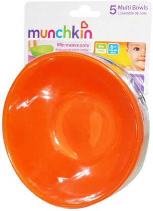 صحة الأطفال، والأغذية للأطفال Munchkin, Multi Bowls, 6+ Months, 5 Bowls, 12 oz Each