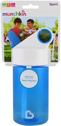 صحة الأطفال، والأغذية للأطفال Munchkin, Sport, Kids Reusable Bottle, 18+ Months, Blue, 12 oz (355 ml)
