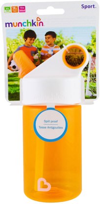 صحة الأطفال، والأغذية للأطفال Munchkin, Sport, Kids Reusable Bottle, 18+ Months, Orange, 12 oz (355 ml)