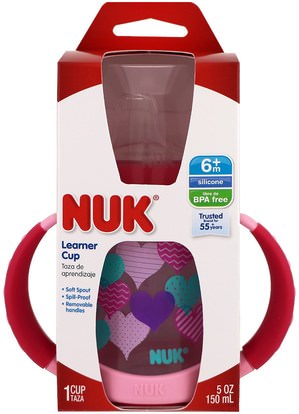 صحة الأطفال، والأغذية للأطفال NUK, Learner Cup, 6+ Months, Hearts, 1 Cup, 5 oz (150 ml)