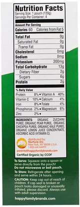 صحة الأطفال، والأغذية للأطفال Nurture Inc. (Happy Baby), Happy Tot, Love My Veggies, Zucchini, Pears, Chickpeas & Kale, 4 Pouch, 4.22 oz (120 g) Each