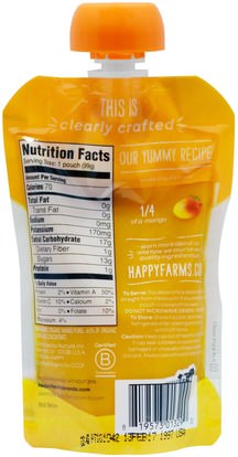 صحة الأطفال، والأغذية للأطفال Nurture Inc. (Happy Baby), Organic Baby Food, Stage 1, Clearly Crafted, Mangos, 4 + Months, 3.5 oz (99 g)