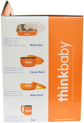 صحة الأطفال، أطفال الأطعمة، ثينكبابي الفئة Think, Thinkbaby, The Complete BPA-Free Feeding Set, Orange, 1 Set