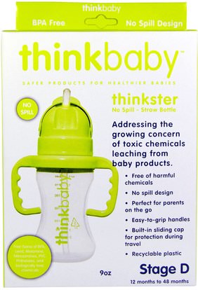 صحة الأطفال، أطفال الأطعمة، ثينكبابي الفئة Think, Thinkbaby, Thinkster Straw Bottle, Stage D, Green