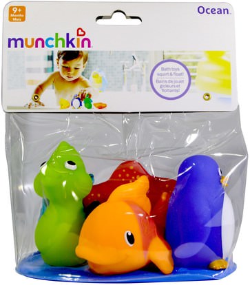 أطفال صحة، أطفال اللعب، حمام اللعب Munchkin, Ocean Bath Squirts, 9+ Months, 4 Toys