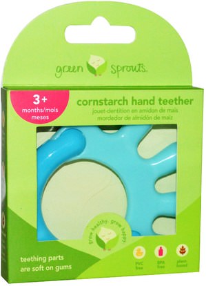 الأطفال الصحة، لعب الأطفال، التسنين اللعب iPlay Inc., Green Sprouts, Cornstarch Hand Teether, Blue, 1 Teether