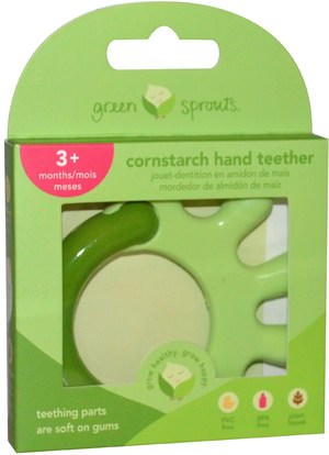 الأطفال الصحة، لعب الأطفال، التسنين اللعب iPlay Inc., Green Sprouts, Cornstarch Hand Teether, Green, 1 Teether