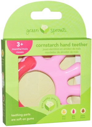 الأطفال الصحة، لعب الأطفال، التسنين اللعب iPlay Inc., Green Sprouts, Cornstarch Hand Teether, Pink, 1 Teether