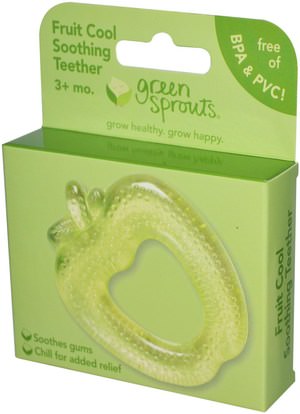 الأطفال الصحة، لعب الأطفال، التسنين اللعب iPlay Inc., Green Sprouts, Fruit Cool Soothing Teether, Green Apple, 3+ Months