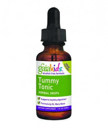 صحة الأطفال، المكملات الغذائية للأطفال، العلاجات العشبية للأطفال Gaia Herbs, Kids, Tummy Tonic Herbal Drops, Alcohol-Free Formula, 1 fl oz (30 ml)