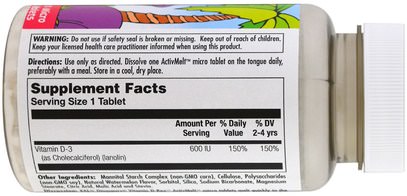 صحة الأطفال، مكملات الأطفال، فيتامين d3 KAL, Vitamin D-Rex, Watermelon, 600 IU, 120 Micro Tablets