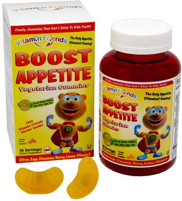 صحة الأطفال، مكملات الأطفال Vitamin Friends, Boost Appetite Vegetarian Gummies, 36 Orange Pectin Gummies
